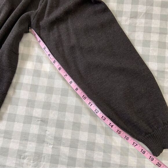 HUNT Club Grandpa 50% wool blend button up cardigan in large grey charcoal - Picture 12 of 15